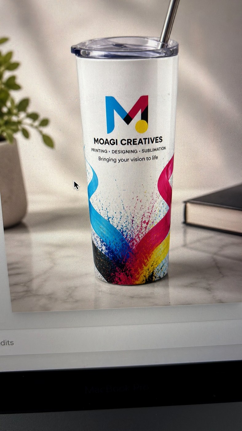 Moagi Creatives branded tumbler